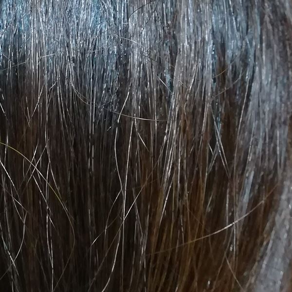 KAMIKAを一度使った後の髪。白髪が染まるものではありません。