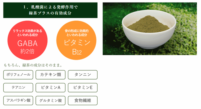 静岡県掛川市産乳酸発酵茶末の説明の図１