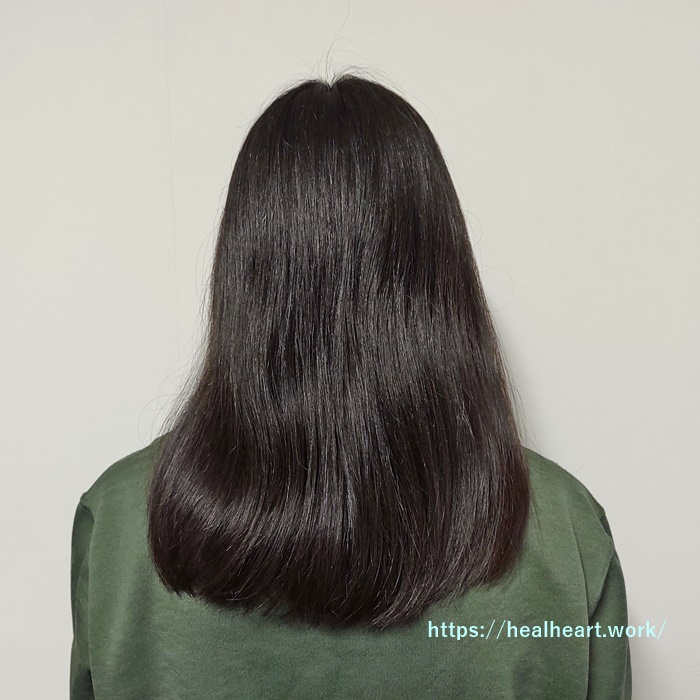 ユコオーガニックシャンプーを使用した後の長女の髪の写真